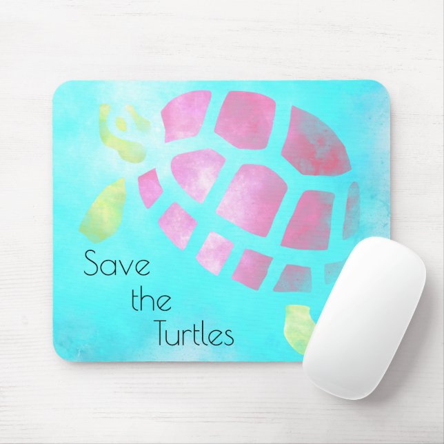 Tapis De Souris Sauvez l'aquarelle des tortues (Avec souris)
