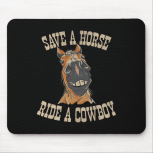 Tapis De Souris Sauvez Une Balade À Cheval Un Cowboy Drôle Rodeo H