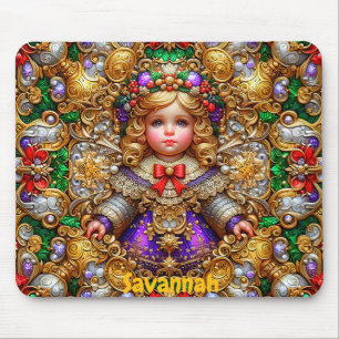 Tapis De Souris SAVANNAH ~ Poupée de Noël Vintage ~ Mousepad