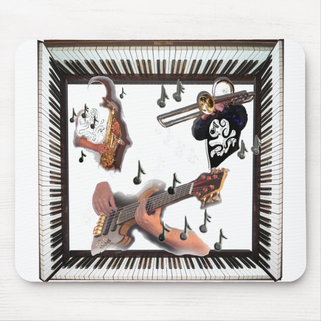 Tapis De Souris Saxophone Guitar Trombone Piano Design (Devant)