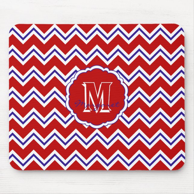 Tapis De Souris SC Chevron Mouse Pad-Rouge, Blanc et Bleu (Devant)