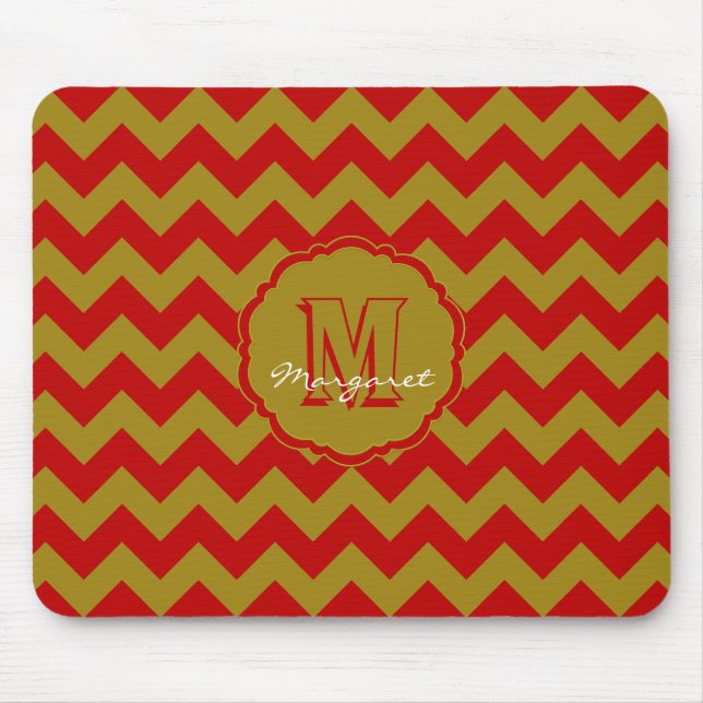 Tapis De Souris SC Chevron Souris Pad-Rouge et Or (Devant)