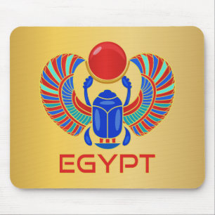 Tapis De Souris Scarab Égyptien Avec Le Mot Egypte