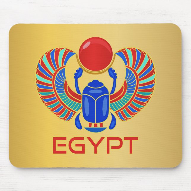 Tapis De Souris Scarab Égyptien Avec Le Mot Egypte (Devant)