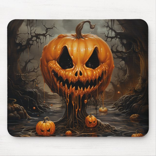 Tapis De Souris Scary Jack O Lantern Halloween (Devant)
