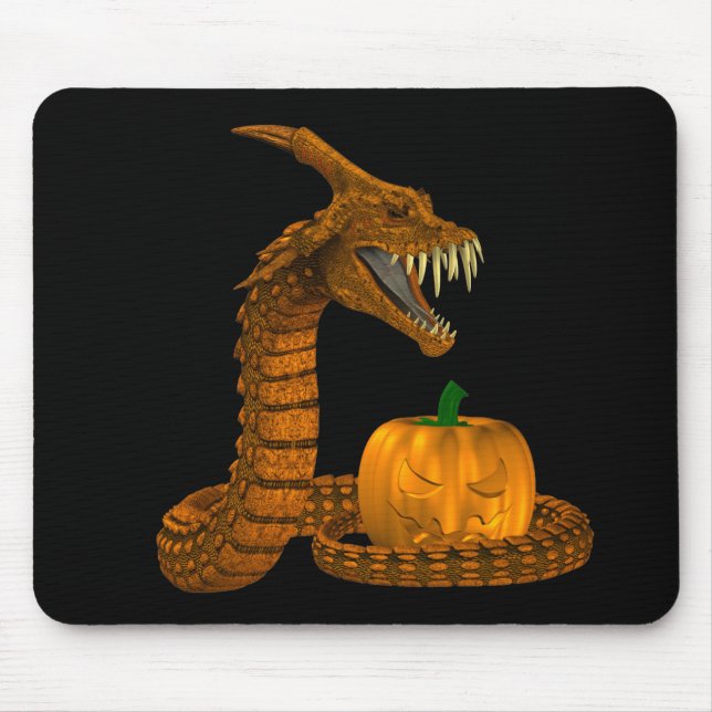 Tapis De Souris Scary Snake Protecting A Pumpkin (Devant)