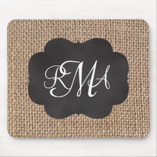 Tapis De Souris Scénario Burlap Triple Script Monogramme