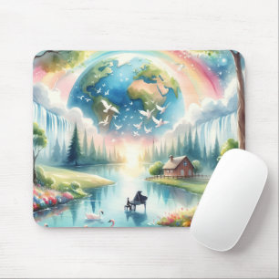 Tapis De Souris Scène de fantasy Terre Arc-en-ciel Fantaisiste