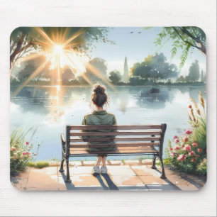 Tapis De Souris Scène de lac aux reflets de coucher de soleil