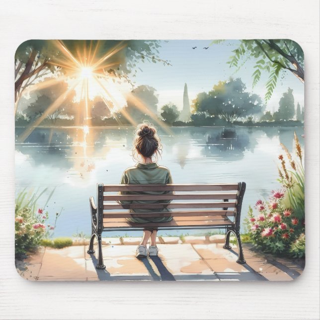 Tapis De Souris Scène de lac aux reflets de coucher de soleil (Devant)