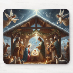 Tapis De Souris Scène de nativité traditionnelle