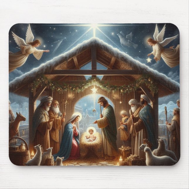 Tapis De Souris Scène de nativité traditionnelle (Devant)
