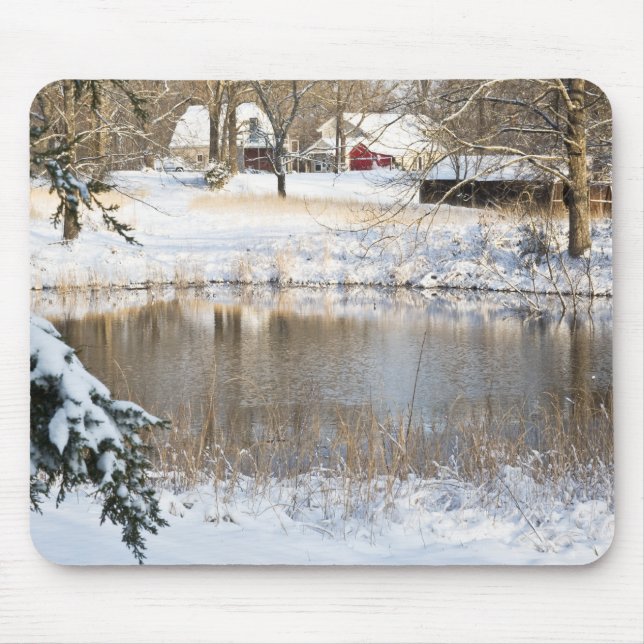 Tapis De Souris Scène de neige rurale (Devant)