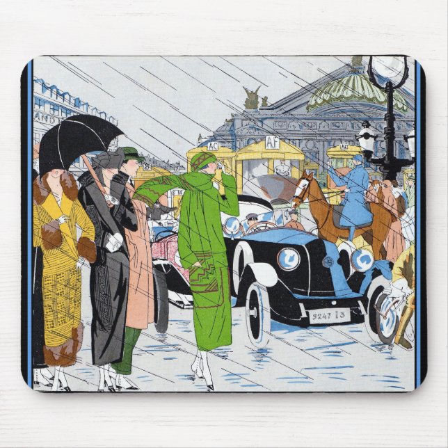Tapis De Souris Scène de rue Art Déco (Devant)