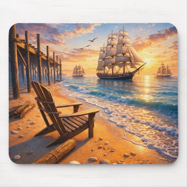 Tapis de souris scène de voile au coucher du solei (Devant)