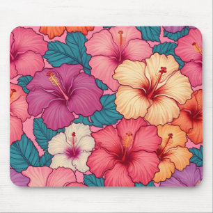Tapis De Souris Schéma floral d'hibiscus tropical