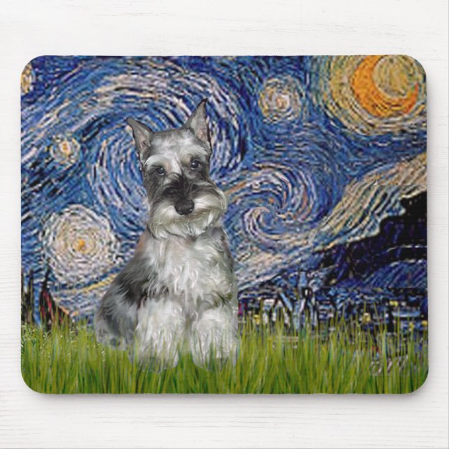 Tapis De Souris Schnauzer 1 - Nuit étoilée (Devant)