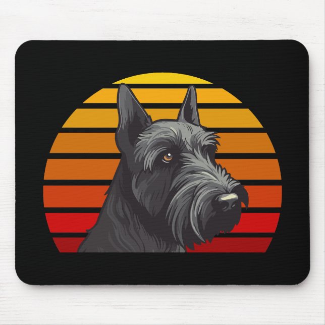 Tapis De Souris Schnauzer Coucher Rétro (Devant)