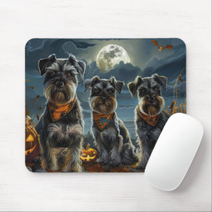 Tapis De Souris Schnauzer Halloween Éffrayant
