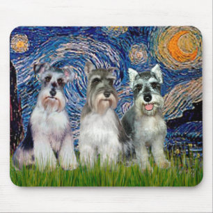 Tapis De Souris Schnauzers (trois) - Starry Night