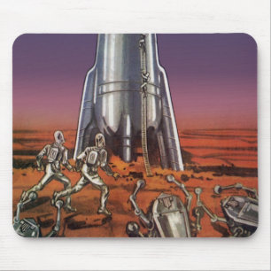 Tapis De Souris Science-fiction vintage, astronautes extraterrestr