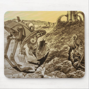 Tapis De Souris Science-fiction vintage : construction de planètes