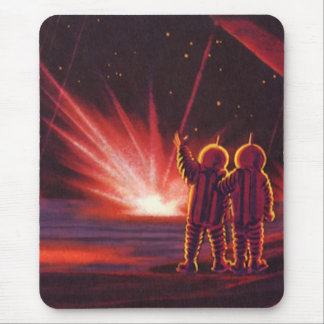 Tapis De Souris Science-fiction vintage d'alien sur une planète ro