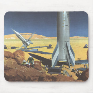 Tapis De Souris Science-fiction vintage Planète désertique avec ro