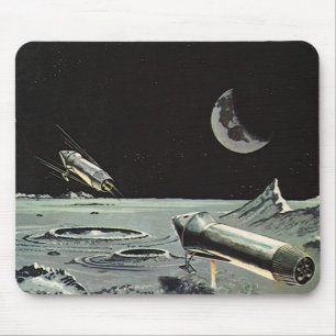 Tapis De Souris Science-fiction vintage, Rocket Ships Moon Planets