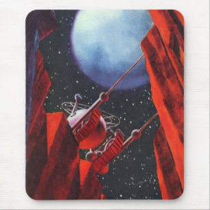 Tapis De Souris Science-fiction vintage, rover lunaire de canyon s