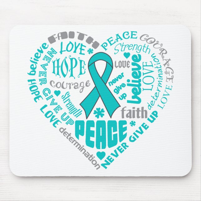 Tapis De Souris Scleroderma Sensibilisation Mots du coeur (Devant)