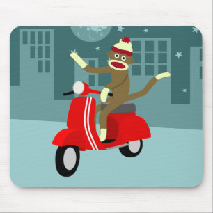 Tapis De Souris Scooter de Vespa de singe de chaussette