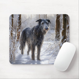 Tapis De Souris Scottish Deerhound Laissez-le neiger Noël