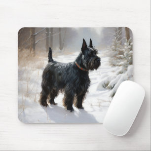Tapis De Souris Scottish Terrier Laisser Il Neige Noël