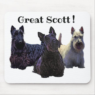 Tapis De Souris Scottish Terrier trio noir/blanc, Great Scott !