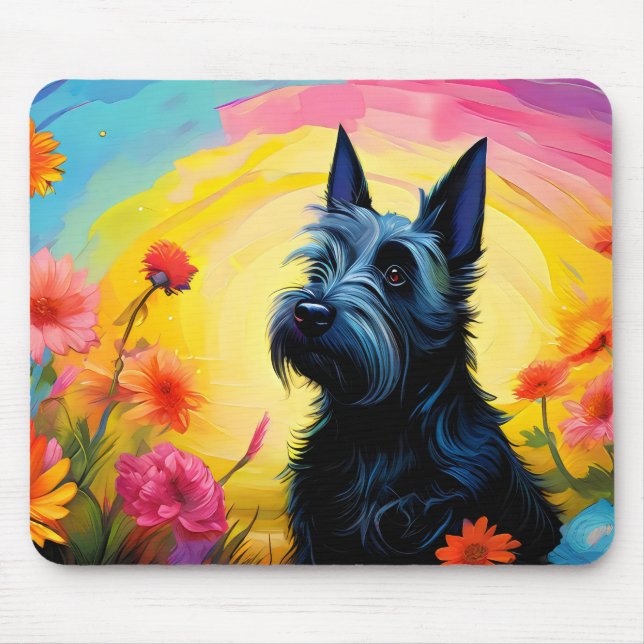 Tapis De Souris Scottish Terrier Whimsical Horizontal (Devant)