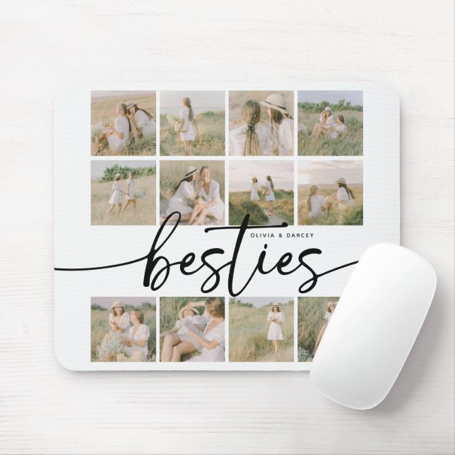 Tapis De Souris Script Besties Photo Collage Personalized (Avec souris)