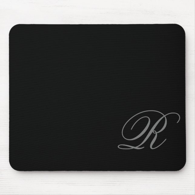 Tapis De Souris Script de monogramme gris de charbon noir Panier d (Devant)