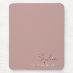 Tapis De Souris Script manuscrit moderne Dusty Rose customisé