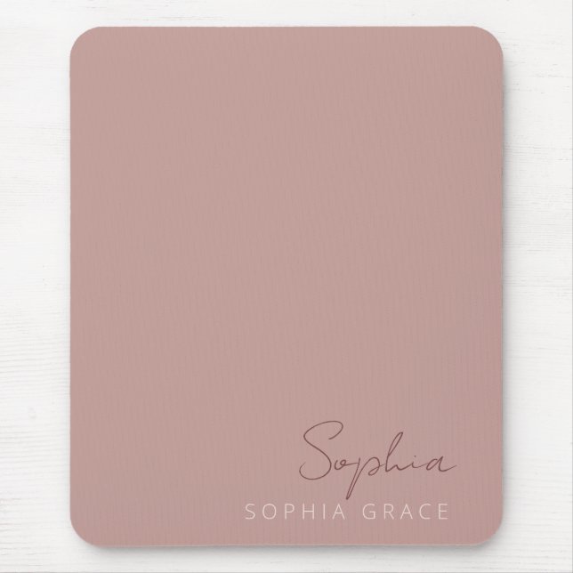 Tapis De Souris Script manuscrit moderne Dusty Rose customisé (Devant)