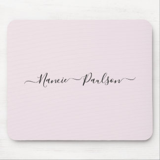 Tapis De Souris Script rose pâle moderne et minimaliste Nom person