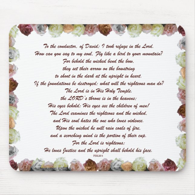 Tapis De Souris Scripture, Psaume 11, Flowerful (Devant)