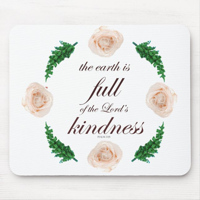 Tapis De Souris Scripture, Psaume 33, White Roses & Green Branches (Devant)