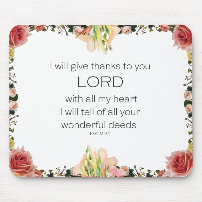 Tapis De Souris Scripture Psaume 9, Floral (Devant)