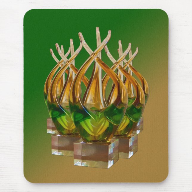 Tapis De Souris Sculpture en verre en verts et bruns Mousepad (Devant)