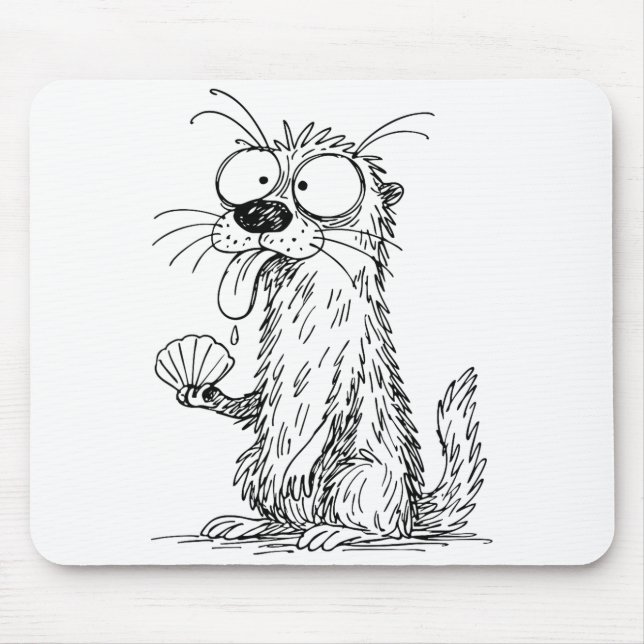 Tapis De Souris Sea Otter Abstract Art Rtrait Drawing Whimsical Fu (Devant)