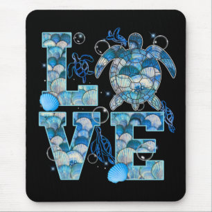 Tapis De Souris Sea Turtle Love Shirt Ocean Beach Amoureux des ani