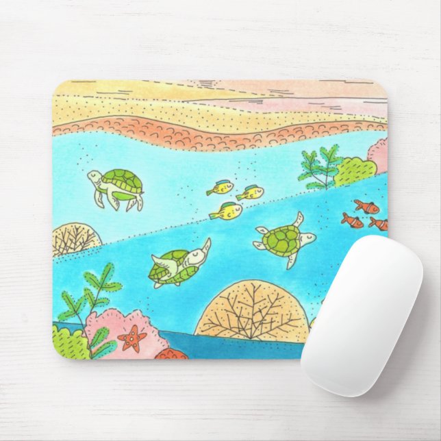 Tapis De Souris Sea Turtle Rainbow Beach Adventure Happy Place (Avec souris)