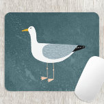 Tapis De Souris Seagull Teal<br><div class="desc">A cheeky seagull standing by the ocean. Perfect for those who love birds and the coast.  Original art by Nic Squirrell.</div>