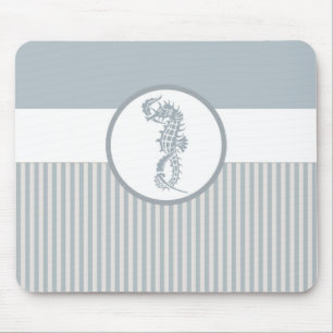 Tapis De Souris Seahorse Bleu Classique Nautique Élégant